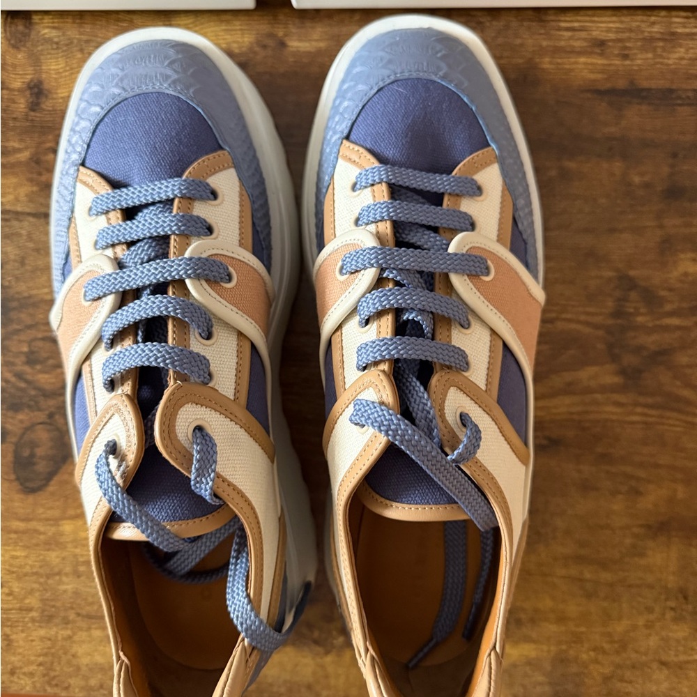 Clergerie aurora azure snake effect platform sneakers